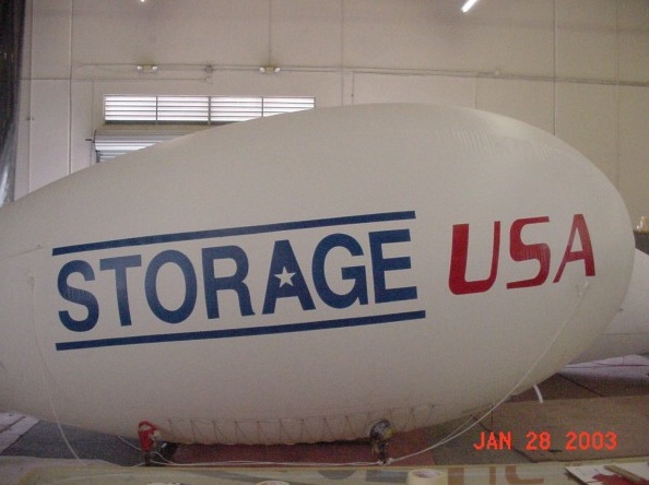 White Blue Advertising Storage Usa Blimp
