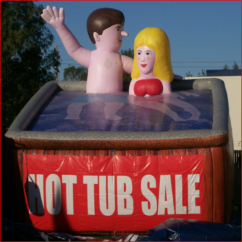Custom Inflatable Hot Tub Sale Display with Characters