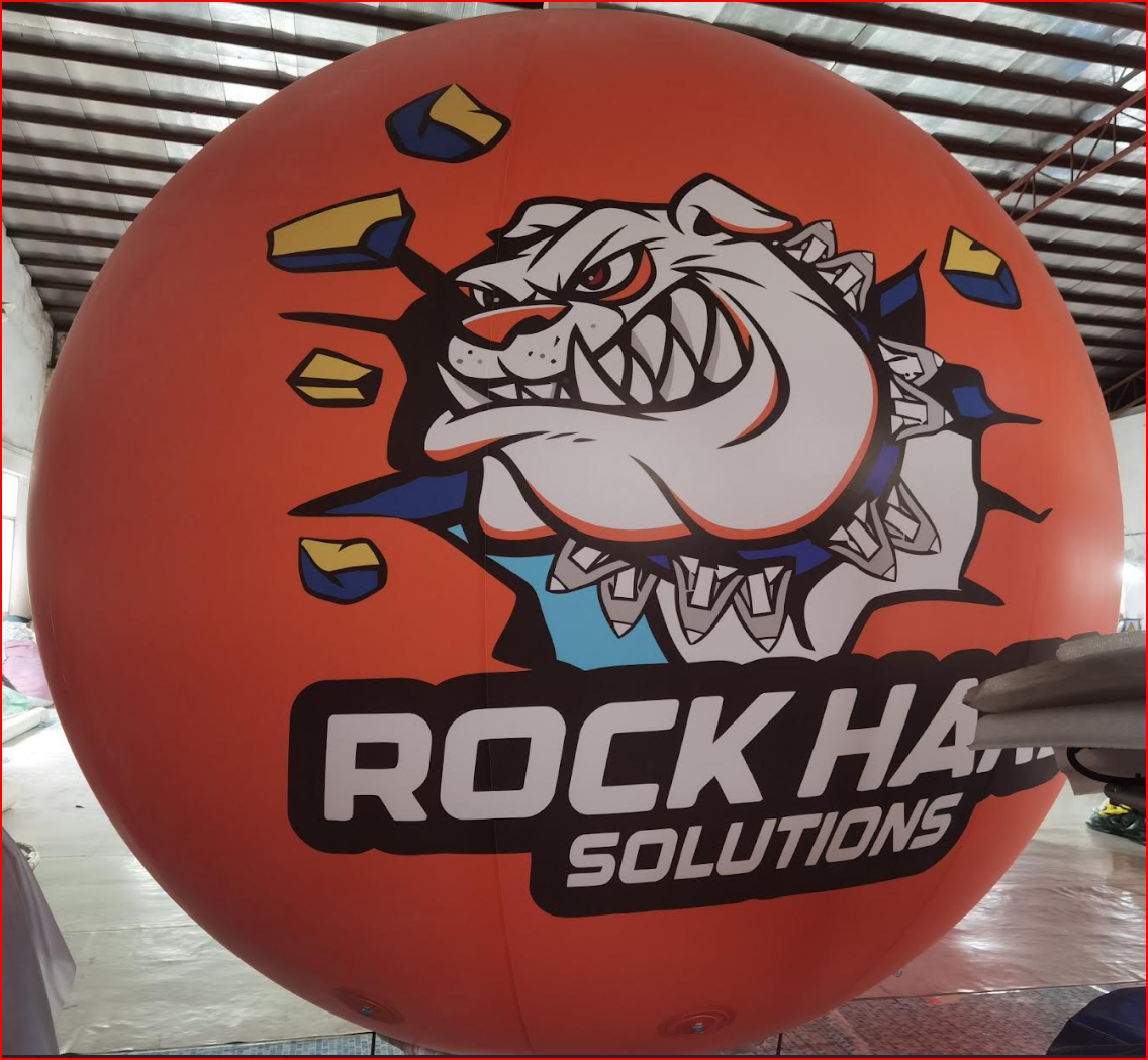 Construction Company Helium Sphere with Bulldog Mascot